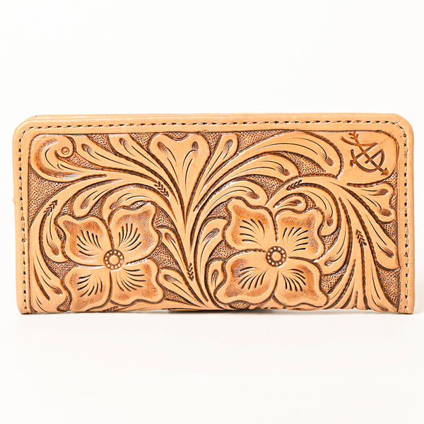 ADBG1269 American Darling Hand-Tooled Genuine Leather Western Wallet Handbag - Floral Carved Women Wallet