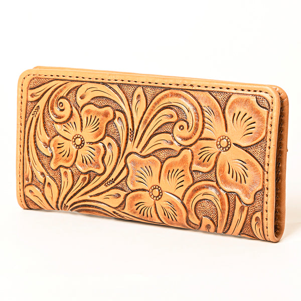ADBG1269 American Darling Hand-Tooled Genuine Leather Western Wallet Handbag - Floral Carved Women Wallet