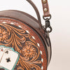 ADBG1270 American Darling Tooled Leather Canteen Bag -Playing Card Western Purse