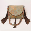 ADBG1273 American Darling Cowhide Fringe Crossbody -Tooled Leather Bag