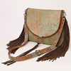 ADBG1273 American Darling Cowhide Fringe Crossbody -Tooled Leather Bag