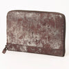 ADBGZ775 Distressed Metallic Leather Zip-Around Wallet - Western Cowhide Look