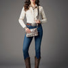 ADBGZ778 Western Distressed Metallic Leather Crossbody - Silver-Foiled Sling Bag