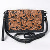 ADBG1279 American Darling Hand Tooled Leather Crossbody -Woven Body Floral Purse