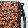 ADBG1279 American Darling Hand Tooled Leather Crossbody -Woven Body Floral Purse