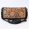 ADBG1280 American Darling Tooled Leather Crossbody Wallet -Braided Western Bag