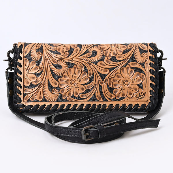 ADBG1280 American Darling Tooled Leather Crossbody Wallet -Braided Western Bag