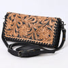 ADBG1280 American Darling Tooled Leather Crossbody Wallet -Braided Western Bag