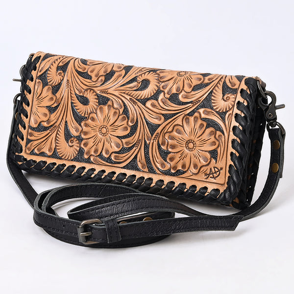 ADBG1280 American Darling Tooled Leather Crossbody Wallet -Braided Western Bag