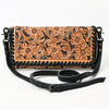 ADBG1281 American Darling Hand Tooled Leather Crossbody Wallet -Floral Braided Purse