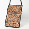 ADBG1281 American Darling Hand Tooled Leather Crossbody Wallet -Floral Braided Purse