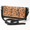 ADBG1281 American Darling Hand Tooled Leather Crossbody Wallet -Floral Braided Purse