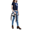 ADBG1283 American Darling Hair-on Cowhide Fringe Crossbody Wallet Bag -Western Slogan Clutch