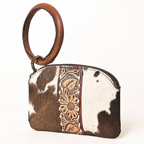 ADBG1287 American Darling Hair-on Cowhide Hand-Tooled Clutch Bag -O-Ring Western Wristlet