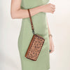 ADBG1290 American Darling Hand-Tooled Leather Western Wristlet Bag - Genuine Floral Carved Wallet