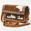 ADBG1292 American Darling Handcrafted Western Leather Crossbody Bag with Hair-On Cowhide & Tooled Details