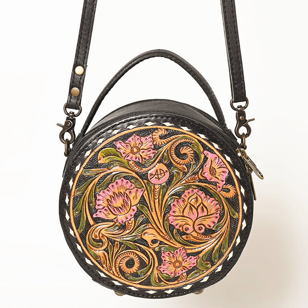 ADBG1188 American Darling Western Tooled Leather Canteen Bag Floral Carved Inlay