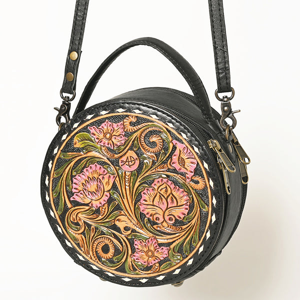 ADBG1188 American Darling Western Tooled Leather Canteen Bag Floral Carved Inlay
