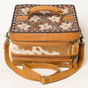 ADBGA454 American Darling Hair-On Cowhide Floral Carved Leather Jewelry Case