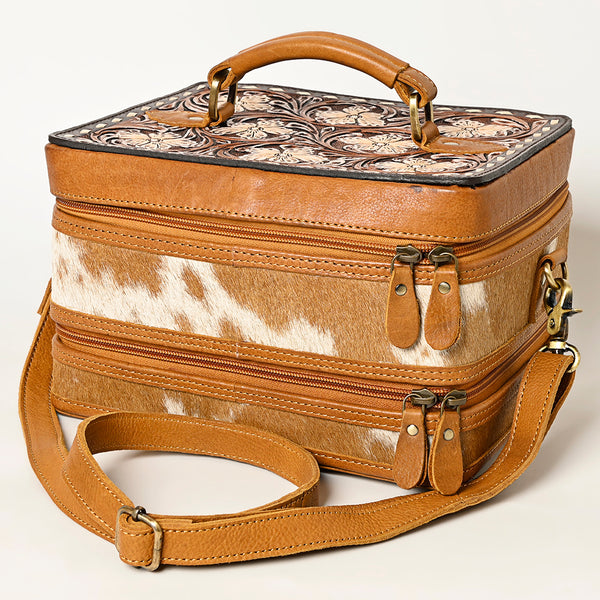 ADBGA454 American Darling Hair-On Cowhide Floral Carved Leather Jewelry Case