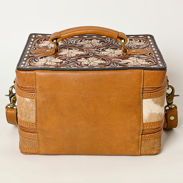 ADBGA454 American Darling Hair-On Cowhide Floral Carved Leather Jewelry Case