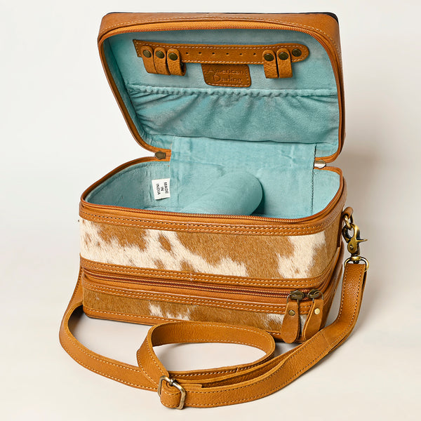 ADBGA454 American Darling Hair-On Cowhide Floral Carved Leather Jewelry Case