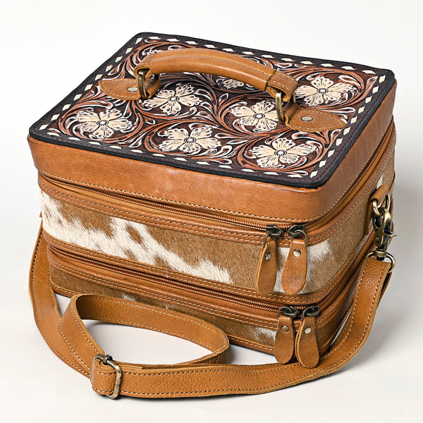 ADBGA454 American Darling Hair-On Cowhide Floral Carved Leather Jewelry Case