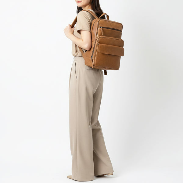 ADBGM391 Leather Backpack - Structured Full-Grain Western Travel & Work Bag