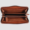 ADBGM394 Saddle Brown Zip-Around Leather Wallet Wristlet - American Darling