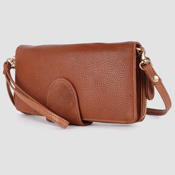 ADBGM393 Pebbled Leather Wristlet Clutch Crossbody - American Darling