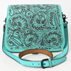 ADBGZ780 Natural Tooled Leather Crossbody Bag - Western Floral Flap Shoulder Purse