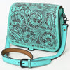 ADBGZ780 Natural Tooled Leather Crossbody Bag - Western Floral Flap Shoulder Purse