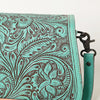ADBGZ781 Turquoise Tooled Leather Crossbody Bag - Floral Handcrafted Western Purse