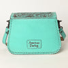 ADBGZ781 Turquoise Tooled Leather Crossbody Bag - Floral Handcrafted Western Purse