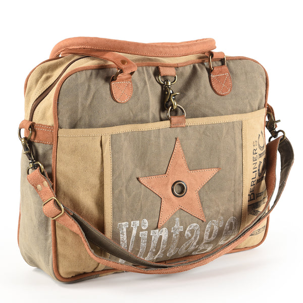 LC-OHV157Briefcase Upcycled Canvas Ladies Bag