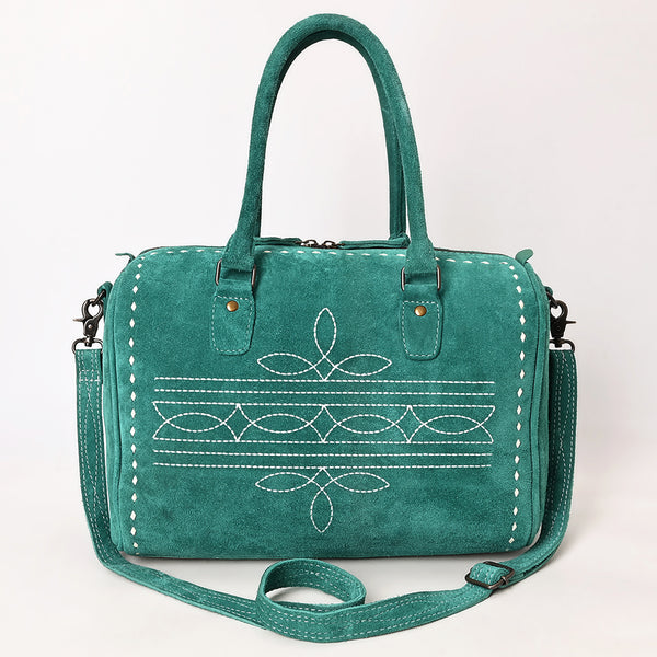 ADBG1585 American Darling Western Genuine Leather Duffel Bag with Genuine Suede Body & Boot-Stitched Detailing