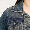 LC-ADJKT025 Turquoise Studded Tooled Leather Fringe Denim Jacket - Western Classic