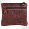 ADBGM359 Hair-On Cowhide Coin Purse with Desert Scene Applique - Handmade Western Cactus Zip Pouch