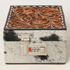 ADBGA457 American Darling Western Lockbox Tooled Leather & Cowhide Safe with Combination Lock