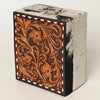 ADBGA457 American Darling Western Lockbox Tooled Leather & Cowhide Safe with Combination Lock
