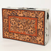 ADBGA460 American Darling Hair-On Cowhide Hand Tooled Leather Western Jewelry Case