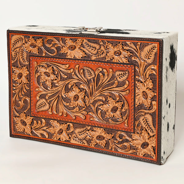 ADBGA460 American Darling Hair-On Cowhide Hand Tooled Leather Western Jewelry Case