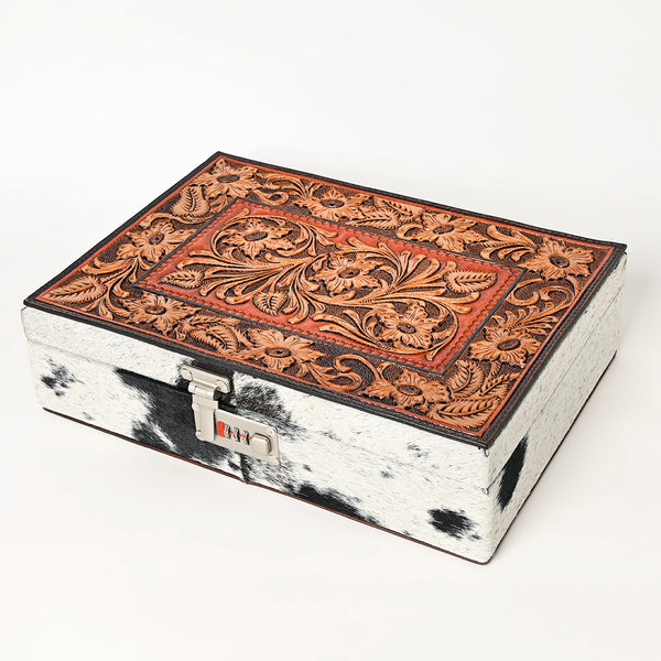 ADBGA460 American Darling Hair-On Cowhide Hand Tooled Leather Western Jewelry Case