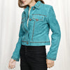 ADJKT040 Genuine Leather Women Shirt Jacket Dress
