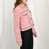 ADJKT042 Women's Cropped Pink Genuine suede Western Jacket with Studded Accents