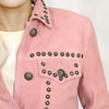 ADJKT042 Women's Cropped Pink Genuine suede Western Jacket with Studded Accents