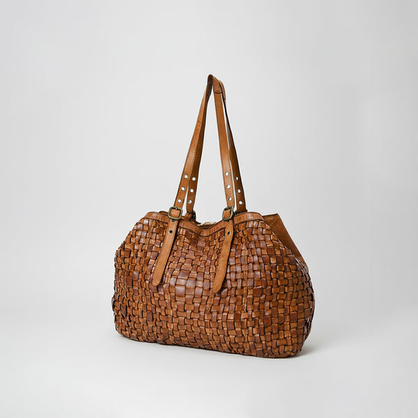 SWL132 Pelloro - Leather Woven Tote Bag