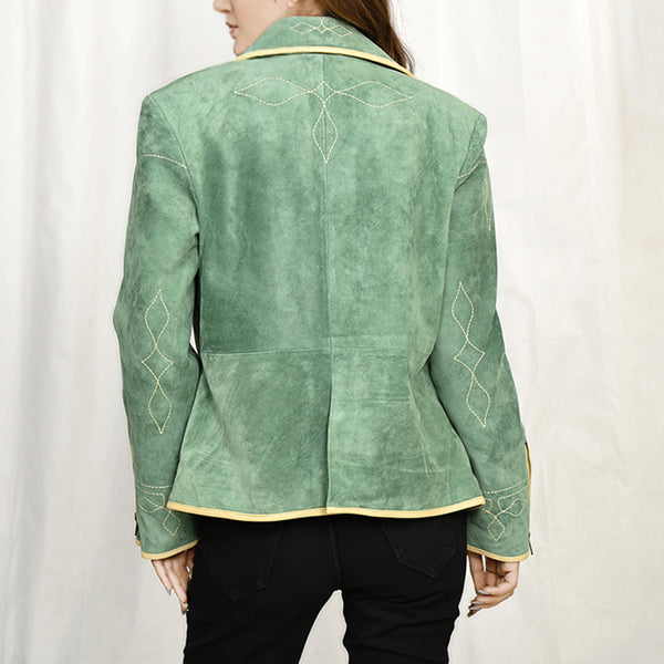 ADBZ051 American Darling Suede Leather Western Blazer with Arrow Piping Detail