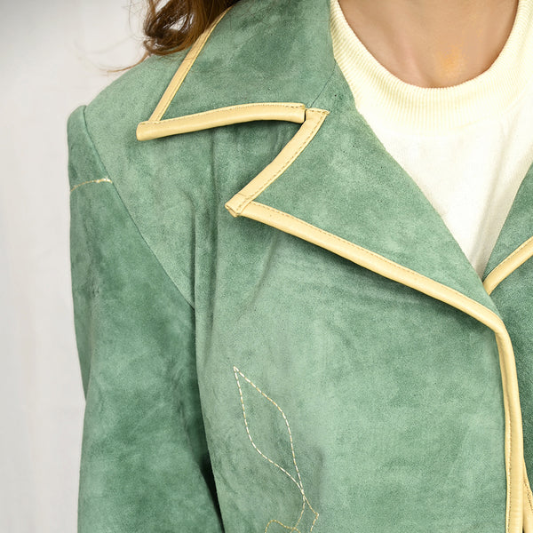 ADBZ051 American Darling Suede Leather Western Blazer with Arrow Piping Detail