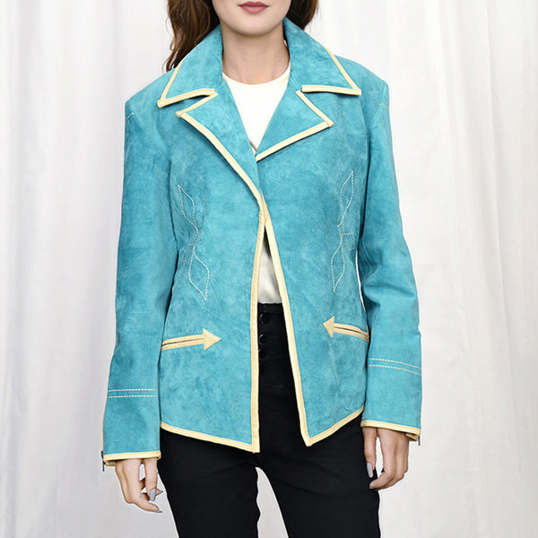 ADBZ054 American Darling Premium Leather Western Blazer Tailored Cowgirl Jacket